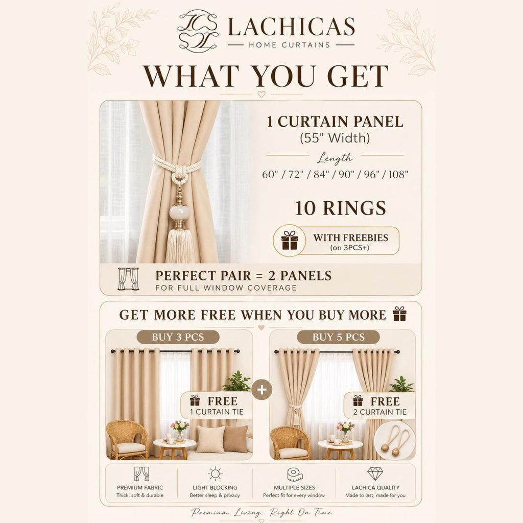Premium Blockout Ring Curtains | Best Seller | Modern Bedroom & Window Drapes | 5ft-9ft | LACHICAS
