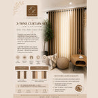 Three-Tone Plain Curtain Set | Neutral Color Palette | Non-Blockout | LACHICAS