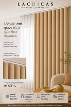 Premium S-Fold Button Type Blackout Curtains | Custom Size 6FT–10FT | Hotel Look Drapes | Thick Fabric | Living Room Bedroom Curtain | Lachicas Home Curtains
