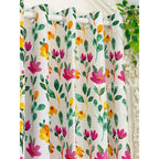 NON BLOCKOUT Bloom Floral Print + Egg Yellow Plain Soft Fresh Modern Home Window 10 Ring Curtains