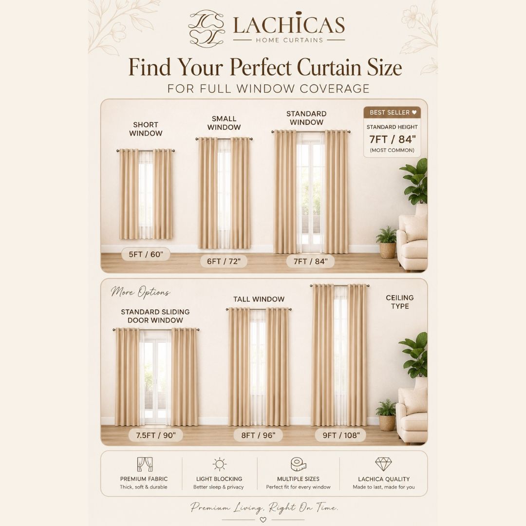 Premium Blockout Ring Curtains | Best Seller | Modern Bedroom & Window Drapes | 5ft-9ft | LACHICAS