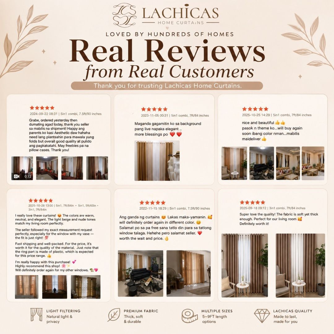 Three-Tone Plain Curtain Set | Neutral Color Palette | Non-Blockout | LACHICAS