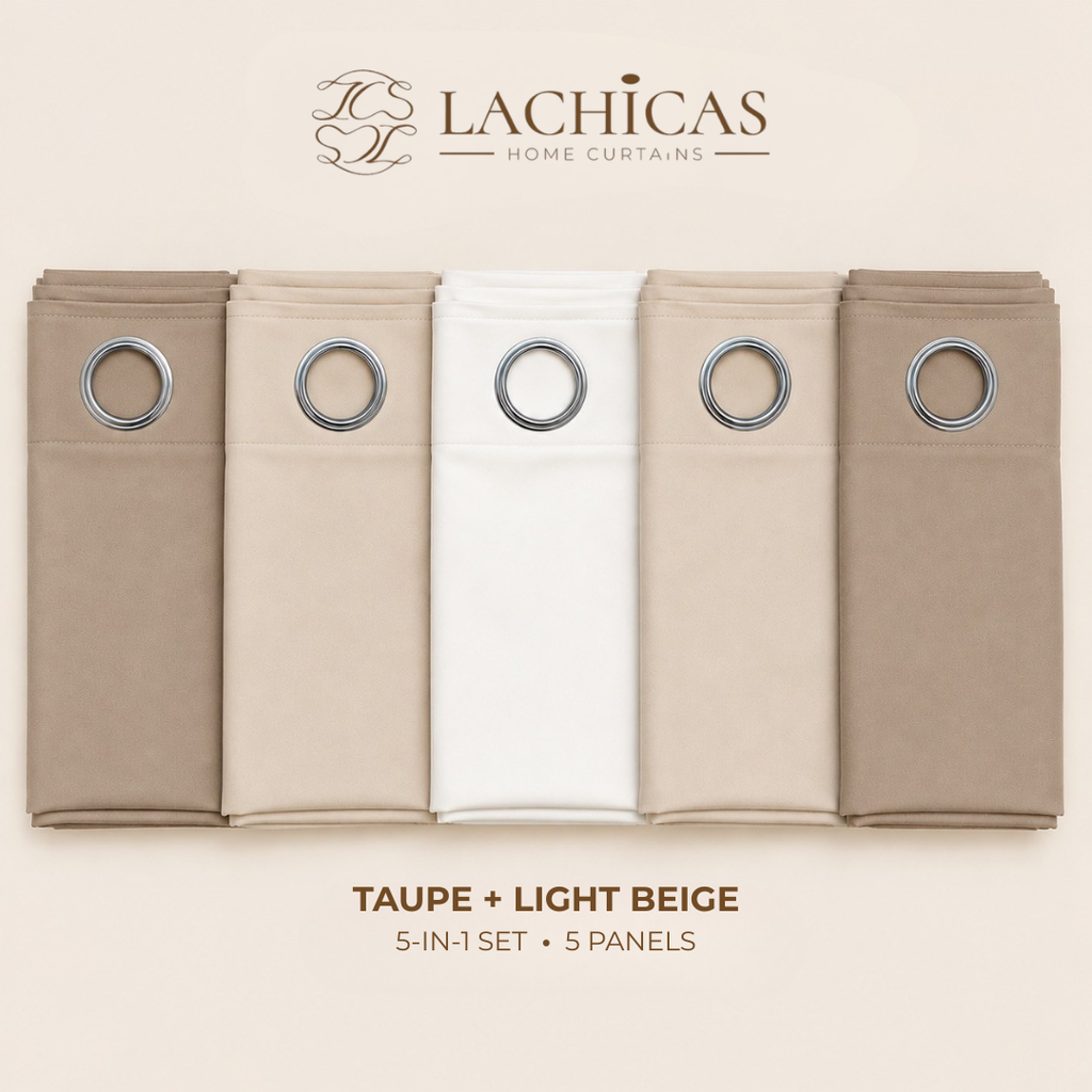 Three-Tone Plain Curtain Set | Neutral Color Palette | Non-Blockout | LACHICAS