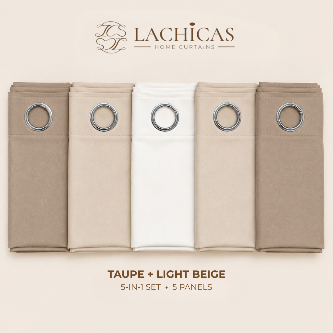 Three-Tone Plain Curtain Set | Neutral Color Palette | Non-Blockout | LACHICAS