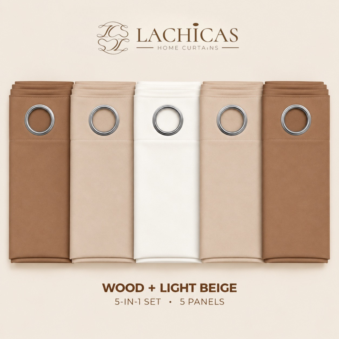 Three-Tone Plain Curtain Set | Neutral Color Palette | Non-Blockout | LACHICAS