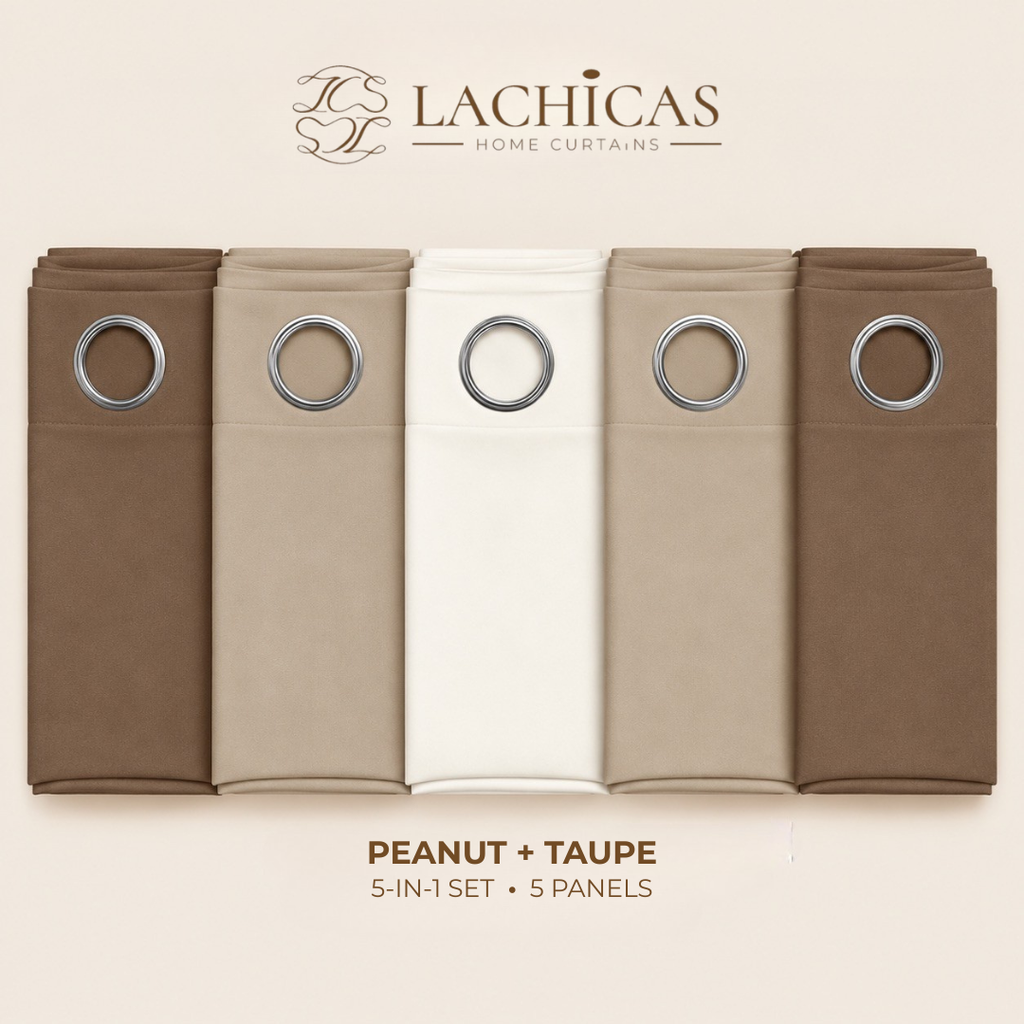 Three-Tone Plain Curtain Set | Neutral Color Palette | Non-Blockout | LACHICAS