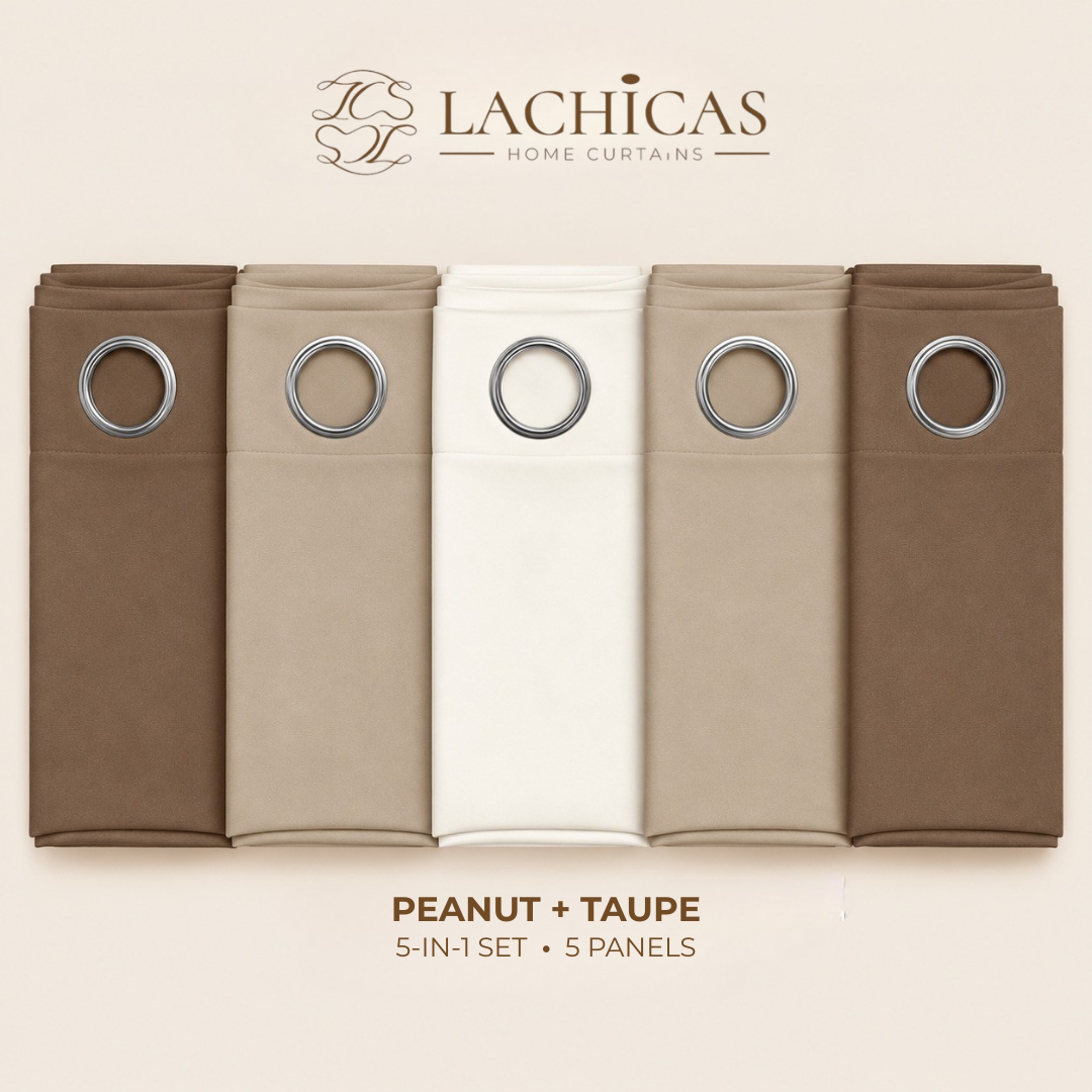Three-Tone Plain Curtain Set | Neutral Color Palette | Non-Blockout | LACHICAS