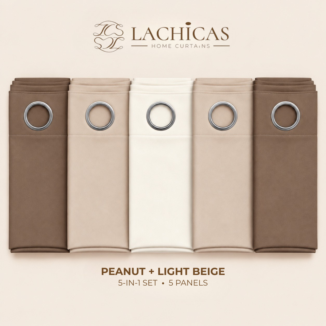 Three-Tone Plain Curtain Set | Neutral Color Palette | Non-Blockout | LACHICAS