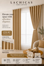 Premium S-Fold Button Type Blackout Curtains | Custom Size 6FT–10FT | Hotel Look Drapes | Thick Fabric | Living Room Bedroom Curtain | Lachicas Home Curtains