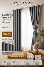 Premium S-Fold Button Type Blackout Curtains | Custom Size 6FT–10FT | Hotel Look Drapes | Thick Fabric | Living Room Bedroom Curtain | Lachicas Home Curtains