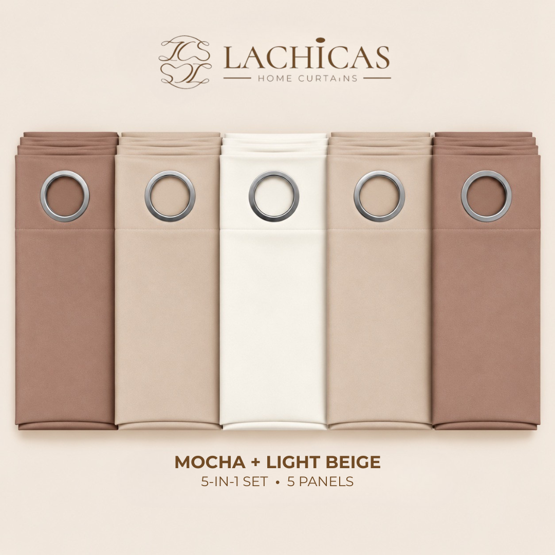 Three-Tone Plain Curtain Set | Neutral Color Palette | Non-Blockout | LACHICAS