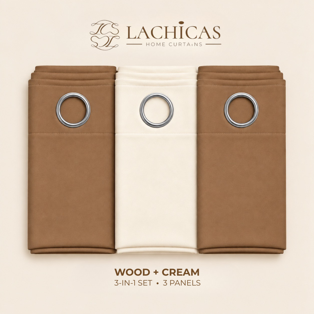 Three-Tone Plain Curtain Set | Neutral Color Palette | Non-Blockout | LACHICAS