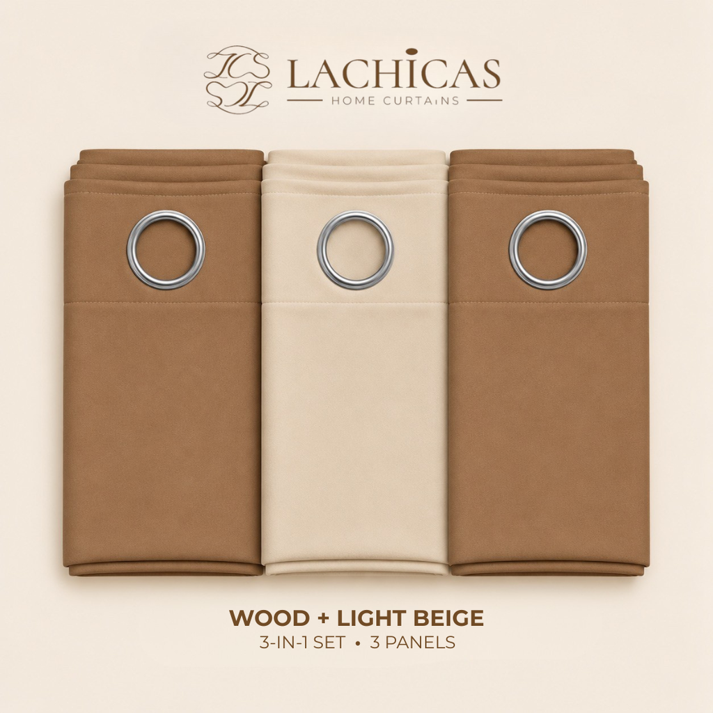 Three-Tone Plain Curtain Set | Neutral Color Palette | Non-Blockout | LACHICAS