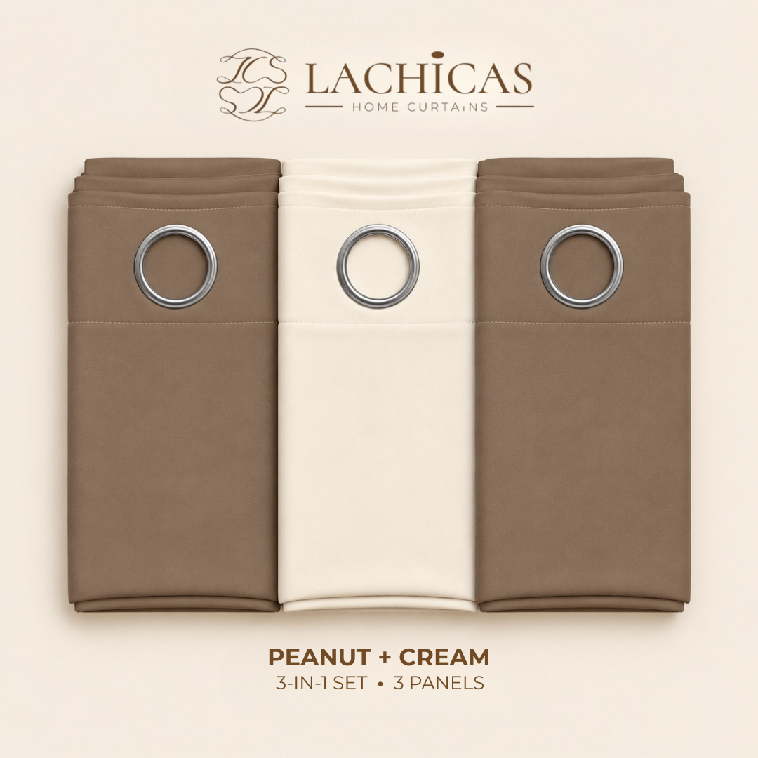 Three-Tone Plain Curtain Set | Neutral Color Palette | Non-Blockout | LACHICAS