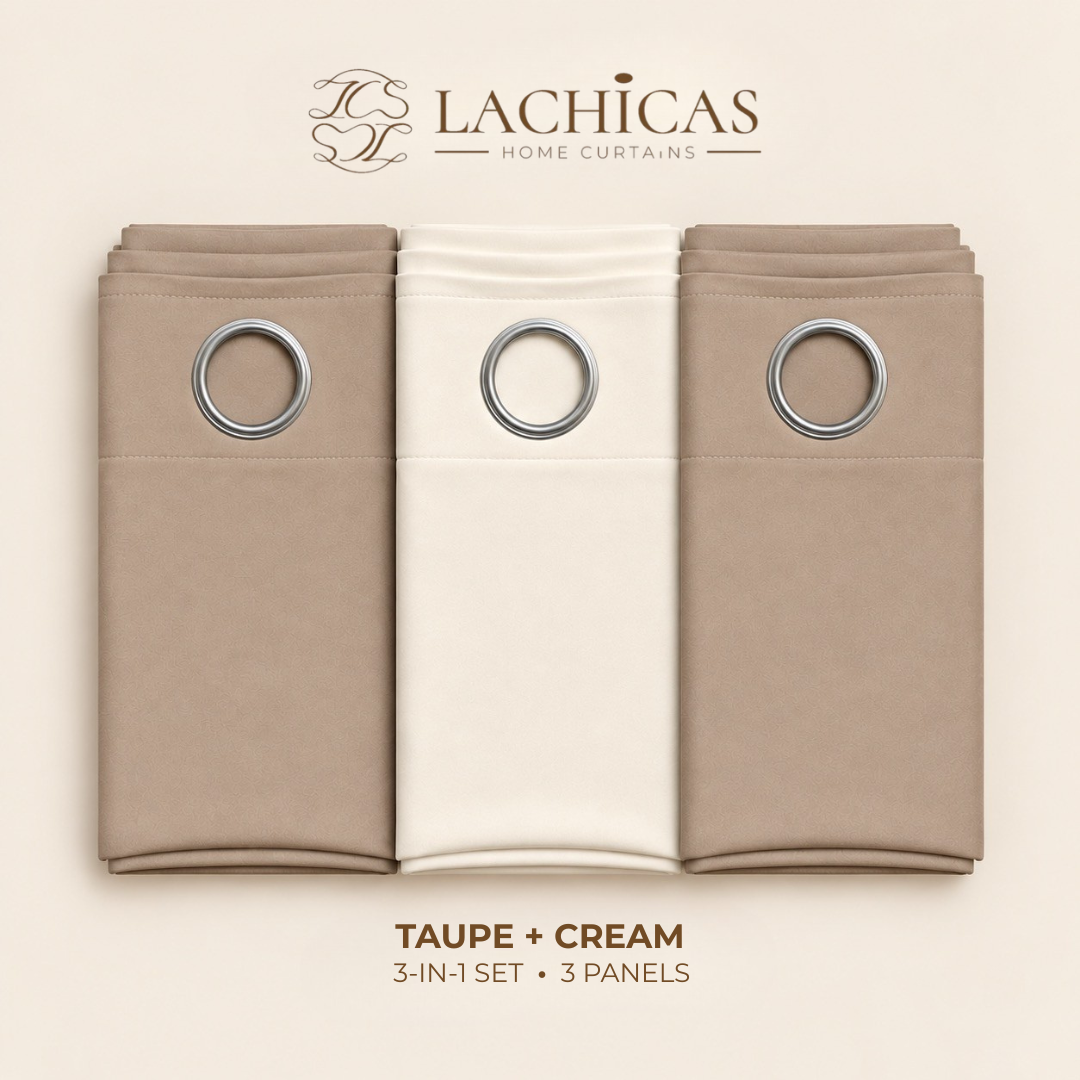 Three-Tone Plain Curtain Set | Neutral Color Palette | Non-Blockout | LACHICAS