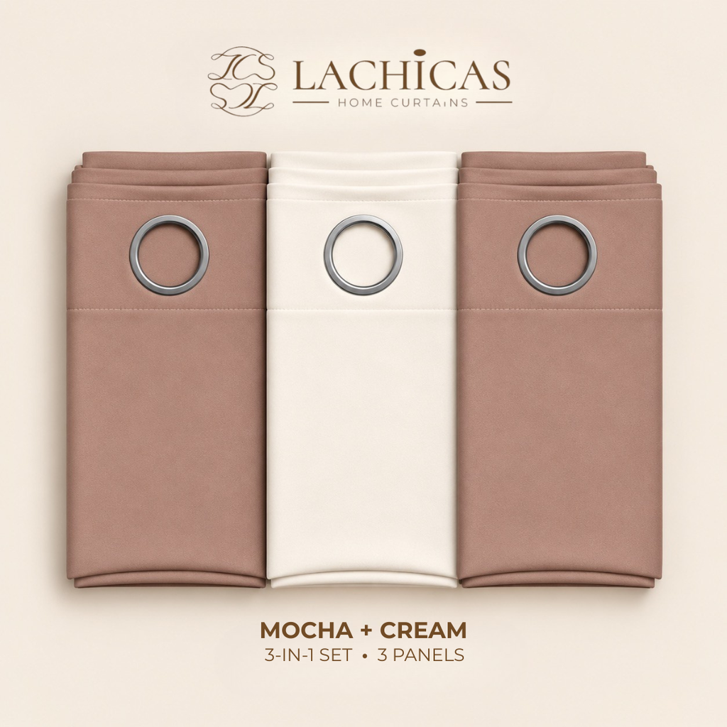 Three-Tone Plain Curtain Set | Neutral Color Palette | Non-Blockout | LACHICAS