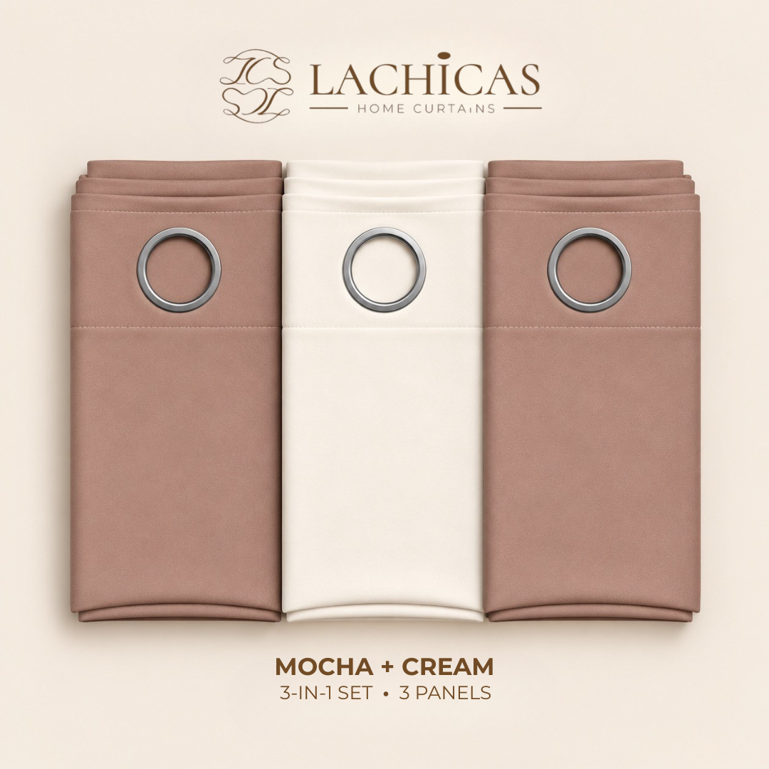 Three-Tone Plain Curtain Set | Neutral Color Palette | Non-Blockout | LACHICAS