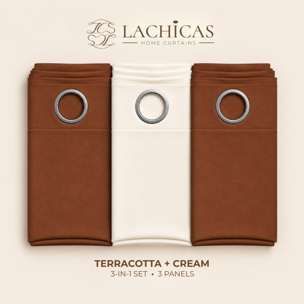 Three-Tone Plain Curtain Set | Neutral Color Palette | Non-Blockout | LACHICAS