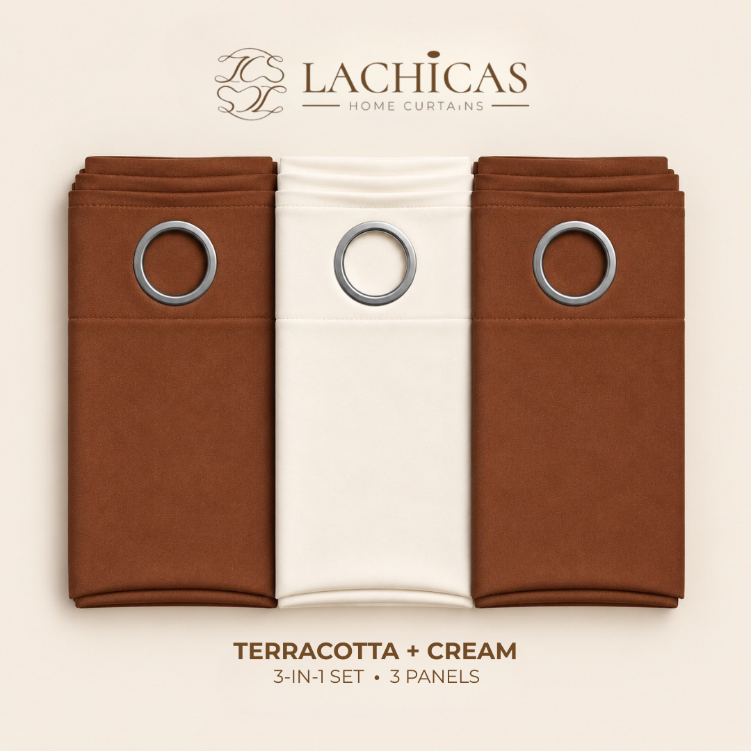 Three-Tone Plain Curtain Set | Neutral Color Palette | Non-Blockout | LACHICAS