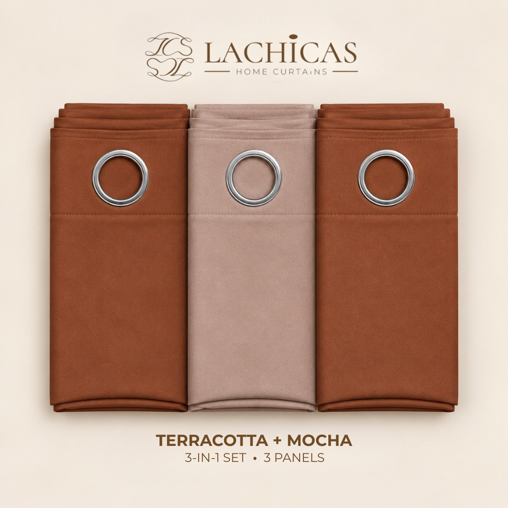 Three-Tone Plain Curtain Set | Neutral Color Palette | Non-Blockout | LACHICAS