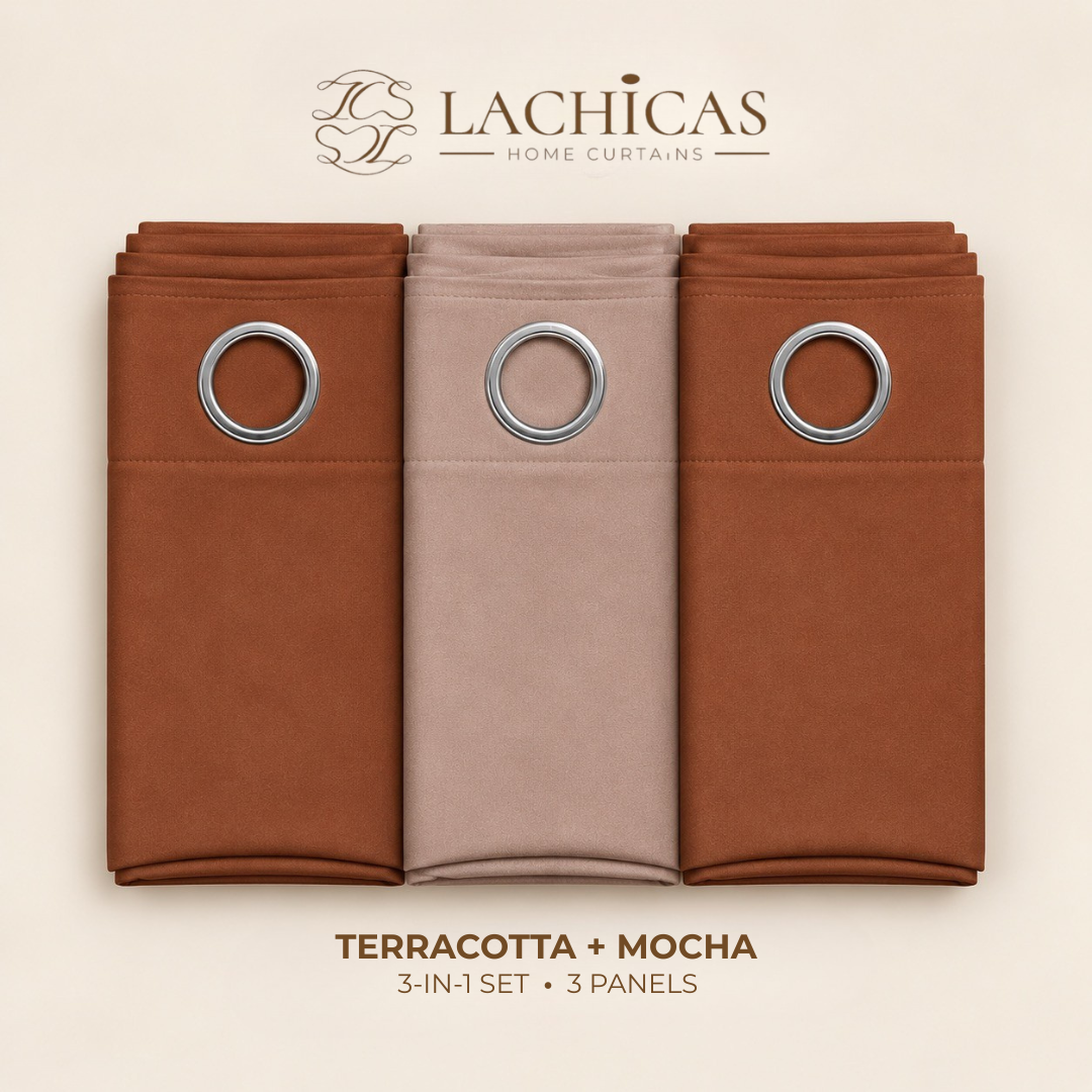 Three-Tone Plain Curtain Set | Neutral Color Palette | Non-Blockout | LACHICAS