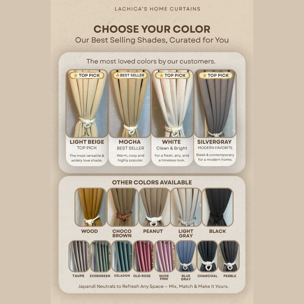 Premium Blockout Ring Curtains | Best Seller | Modern Bedroom & Window Drapes | 5ft-9ft | LACHICAS