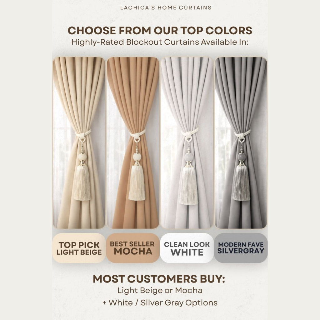 Premium Blockout Ring Curtains | Best Seller | Modern Bedroom & Window Drapes | 5ft-9ft | LACHICAS