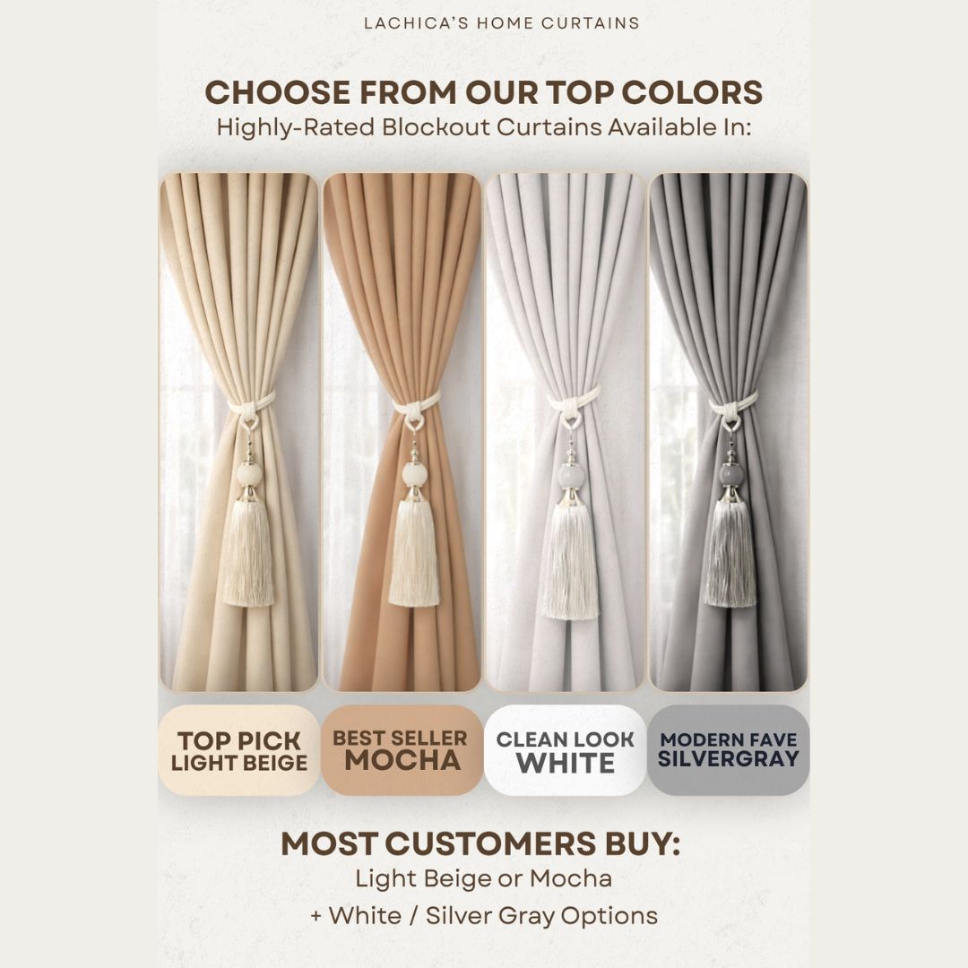 Premium Blockout Ring Curtains | Best Seller | Modern Bedroom & Window Drapes | 5ft-9ft | LACHICAS