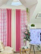 NON BLOCKOUT  Pink Coquette Ribbon Print + Old Rose