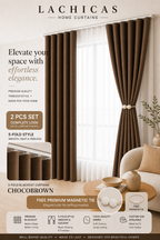 Premium S-Fold Button Type Blackout Curtains | Custom Size 6FT–10FT | Hotel Look Drapes | Thick Fabric | Living Room Bedroom Curtain | Lachicas Home Curtains
