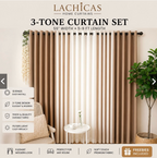 Three-Tone Plain Curtain Set | Neutral Color Palette | Non-Blockout | LACHICAS