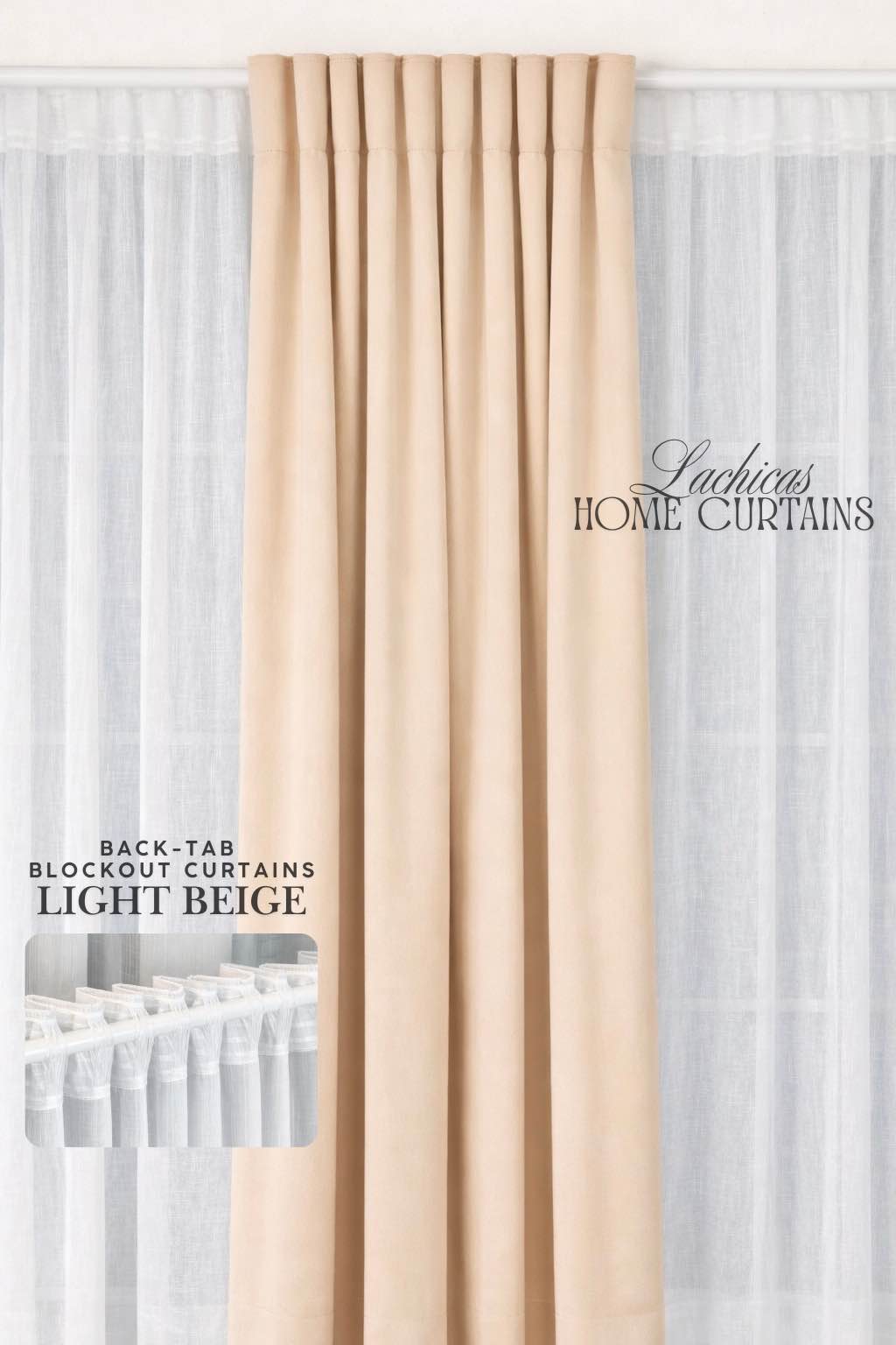 Lachicas Japandi Back-Tab/Rod Pocket Blockout Curtain | Easy to Install | Easy to Wash