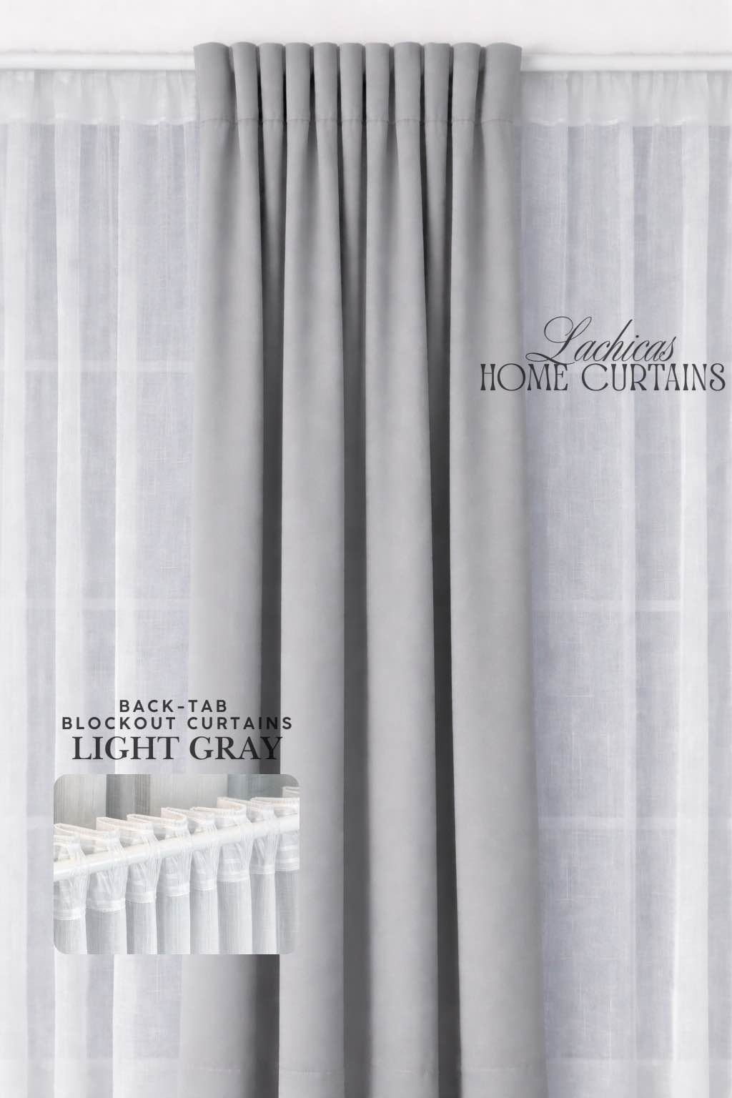 Lachicas Japandi Back-Tab/Rod Pocket Blockout Curtain | Easy to Install | Easy to Wash