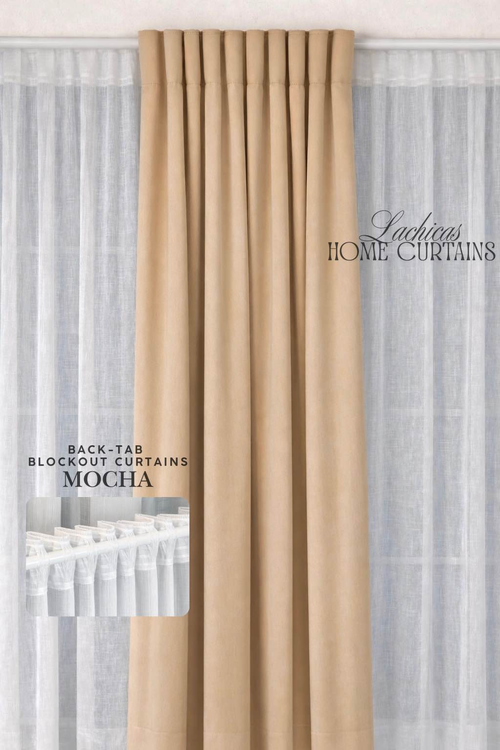 Lachicas Japandi Back-Tab/Rod Pocket Blockout Curtain | Easy to Install | Easy to Wash