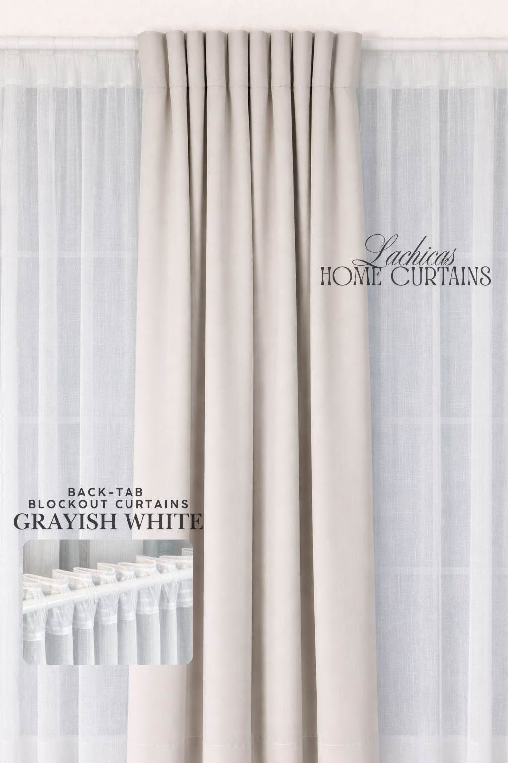 Lachicas Japandi Back-Tab/Rod Pocket Blockout Curtain | Easy to Install | Easy to Wash