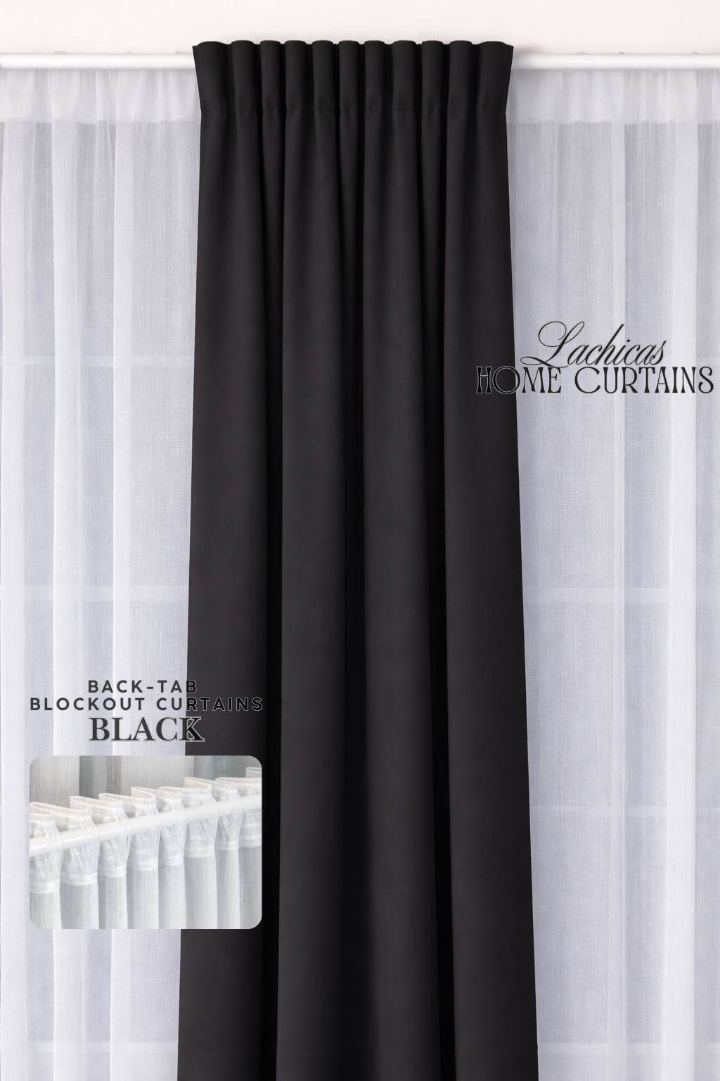 Lachicas Japandi Back-Tab/Rod Pocket Blockout Curtain | Easy to Install | Easy to Wash