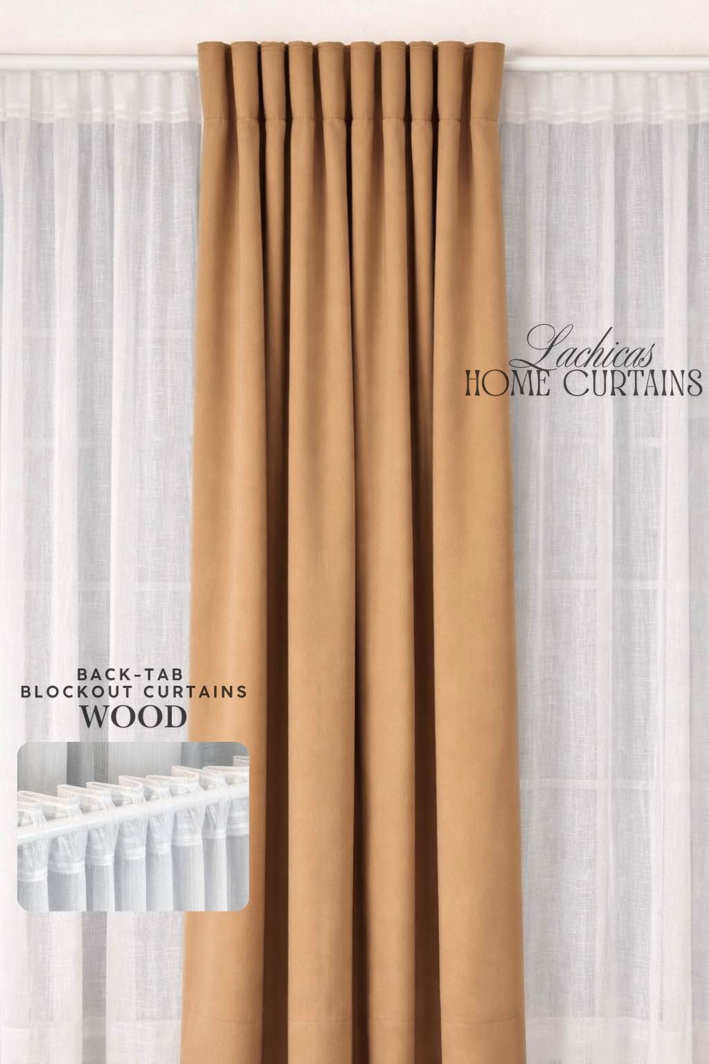 Lachicas Japandi Back-Tab/Rod Pocket Blockout Curtain | Easy to Install | Easy to Wash