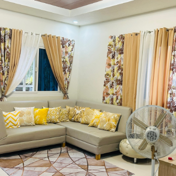 NON BLOCKOUT Clarion Brown - Light Beige Nude Color Combi Modern Home Curtains 5-8FT 10Rings