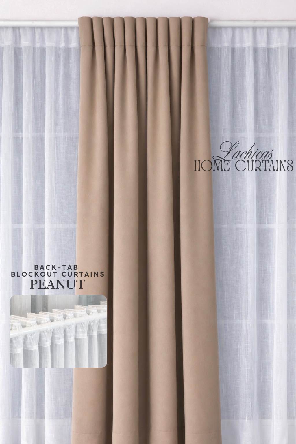 Lachicas Japandi Back-Tab/Rod Pocket Blockout Curtain | Easy to Install | Easy to Wash