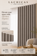 Premium S-Fold Button Type Blackout Curtains | Custom Size 6FT–10FT | Hotel Look Drapes | Thick Fabric | Living Room Bedroom Curtain | Lachicas Home Curtains