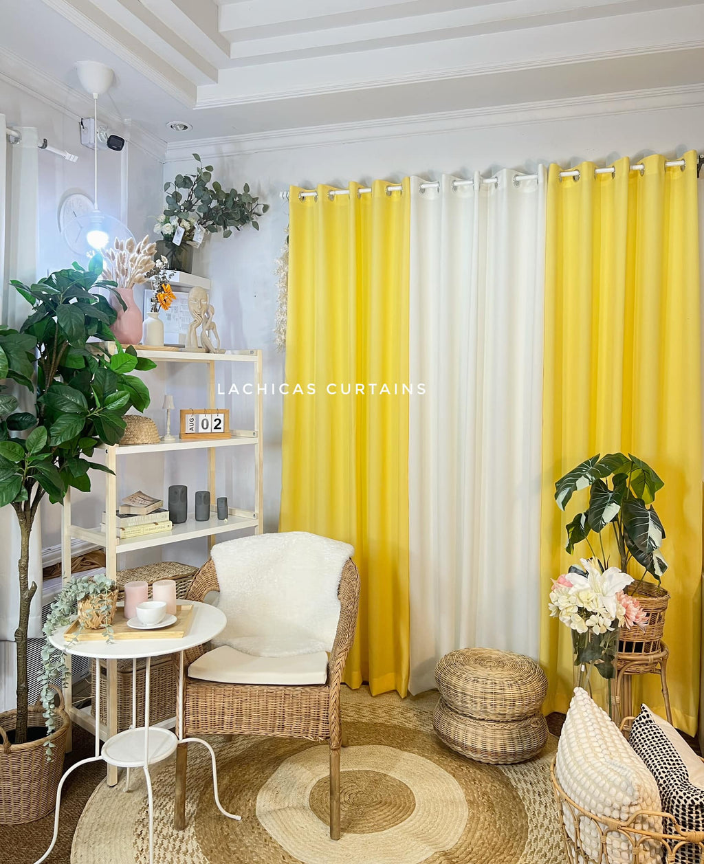 NON BLOCKOUT 3in1 and 5in1 Bloom Floral Print + Egg Yellow Plain