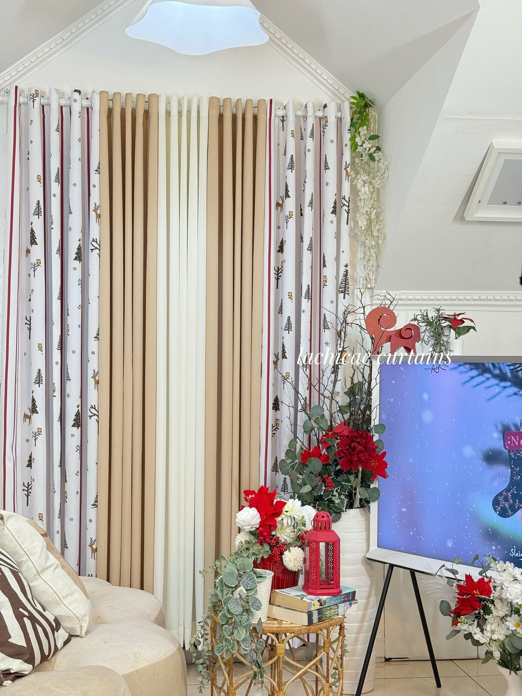 NON BLOCKOUT 3in1&5in1 Nordic Christmas - Light Beige Modern Combination 10 Rings