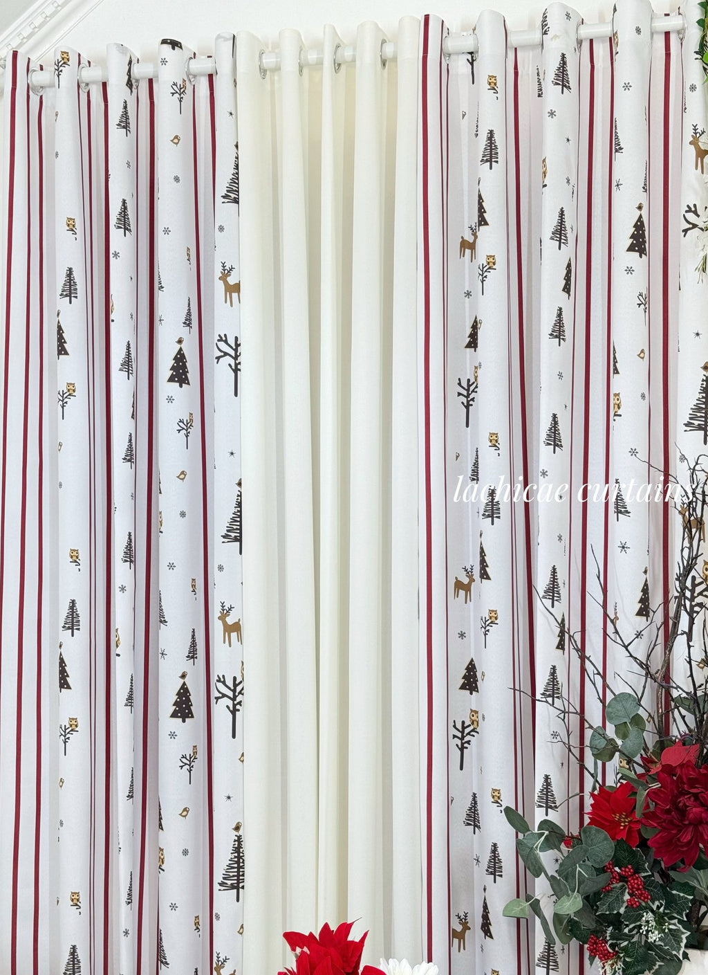 NON BLOCKOUT 3in1&5in1 Nordic Christmas - Light Beige Modern Combination 10 Rings