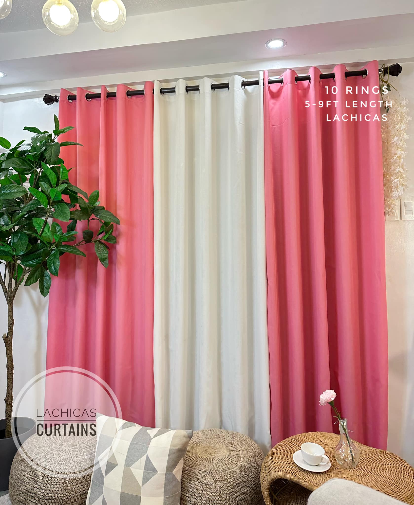 NON BLOCKOUT  Pink Coquette Ribbon Print + Old Rose