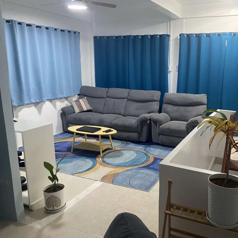 BLOCKOUT PER PC HIGH QUALITY Powder Teal Prussian Blue Dimmer Bedroom Ring Curtains 5-9FT