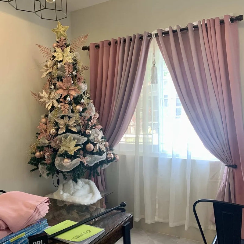 BLOCKOUT 6IN1 Old Rose - Nude Pink Modern High Quality Bedroom Home Curtains 10 RINGS 5-9FT