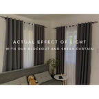 BLOCKOUT 3IN1&5IN1 Wood - Light Beige Modern High Quality Bedroom Home Curtains 10 RINGS 5-8FT