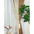 BLOCKOUT 3IN1&5IN1 Wood - Light Beige Modern High Quality Bedroom Home Curtains 10 RINGS 5-8FT