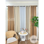 BLOCKOUT 3IN1&5IN1 Wood - Light Beige Modern High Quality Bedroom Home Curtains 10 RINGS 5-8FT