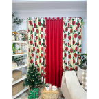 NON BLOCKOUT 3in1 & 5in1 Curtains Christmas Day Cream Red